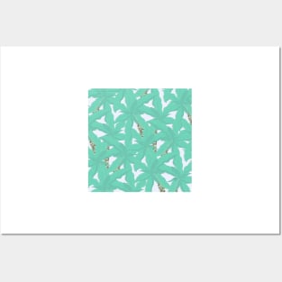 Tropical Biscay Green Foliage Brilliant White Design Posters and Art